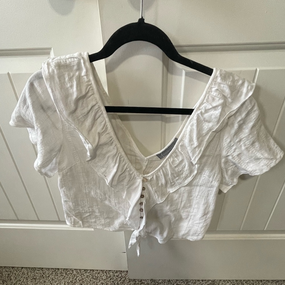 White Button Up Crop Top